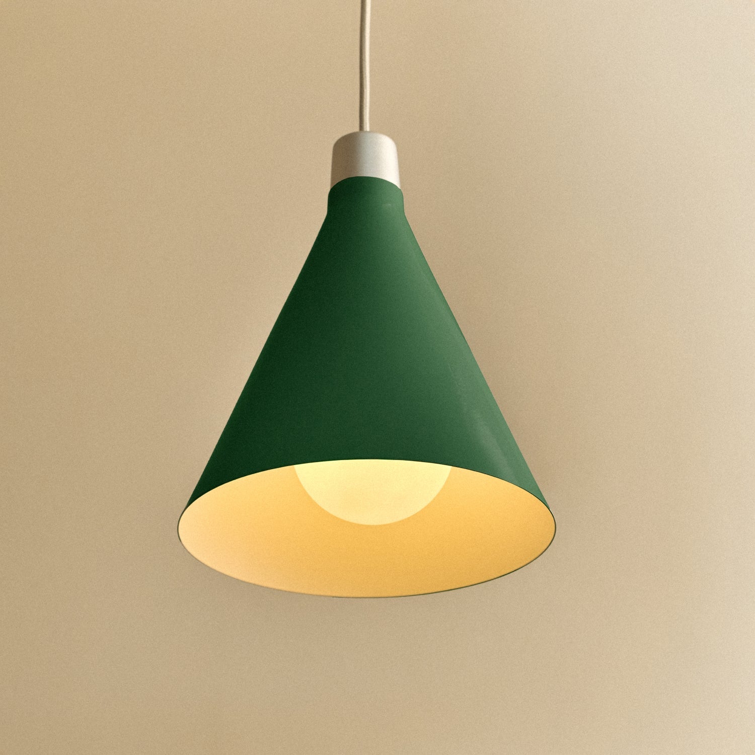 Tala Bower pendant light, small, Dark Green + Sphere III — side profile