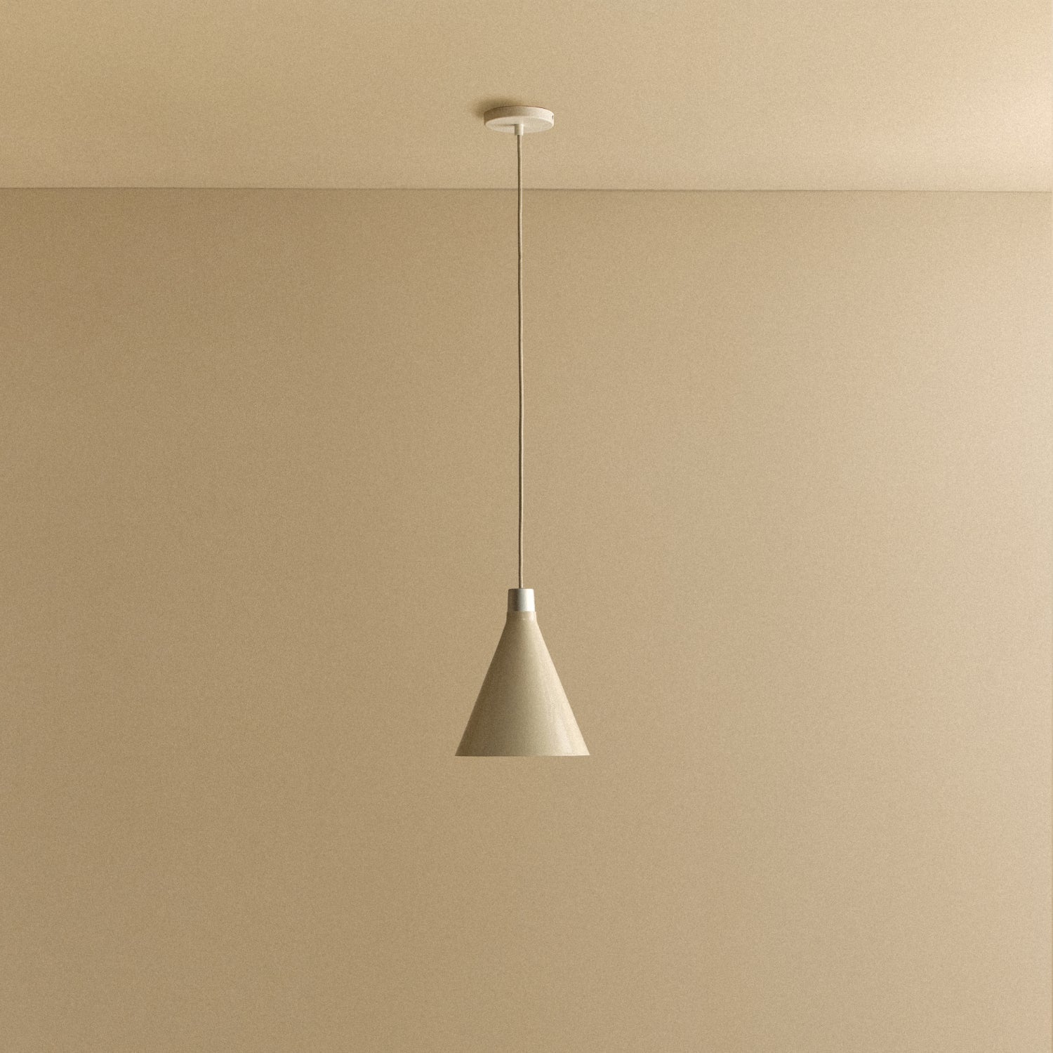 Tala Bower pendant light, small, Oyster White anodised aluminium shade — front view