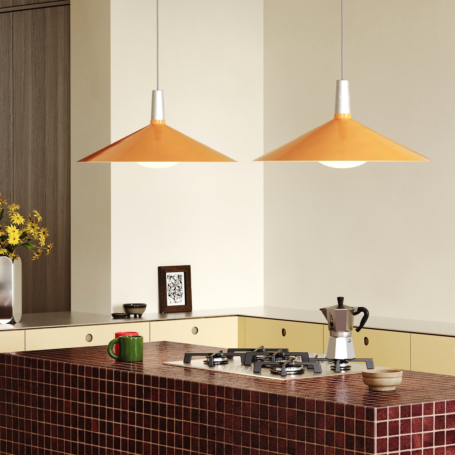 Tala Bower Pendant Light, Large, in Yellow — side view
