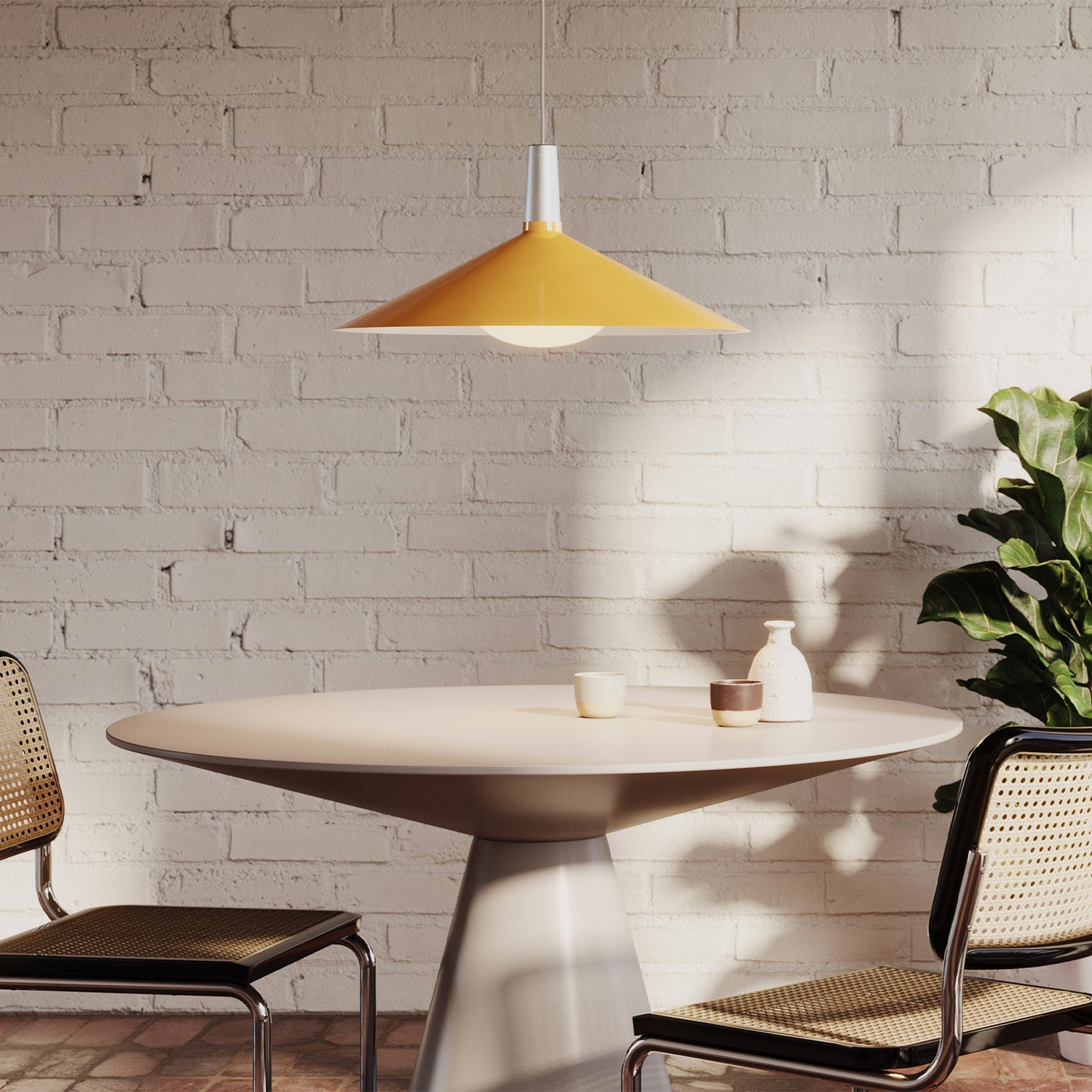 Tala Bower Pendant Light, Large, in Yellow — angled view
