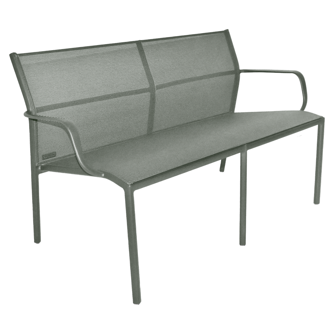 Fermob Cadiz 2-Seater Bench in Rosemary powder-coated steel, outdoor bench from France