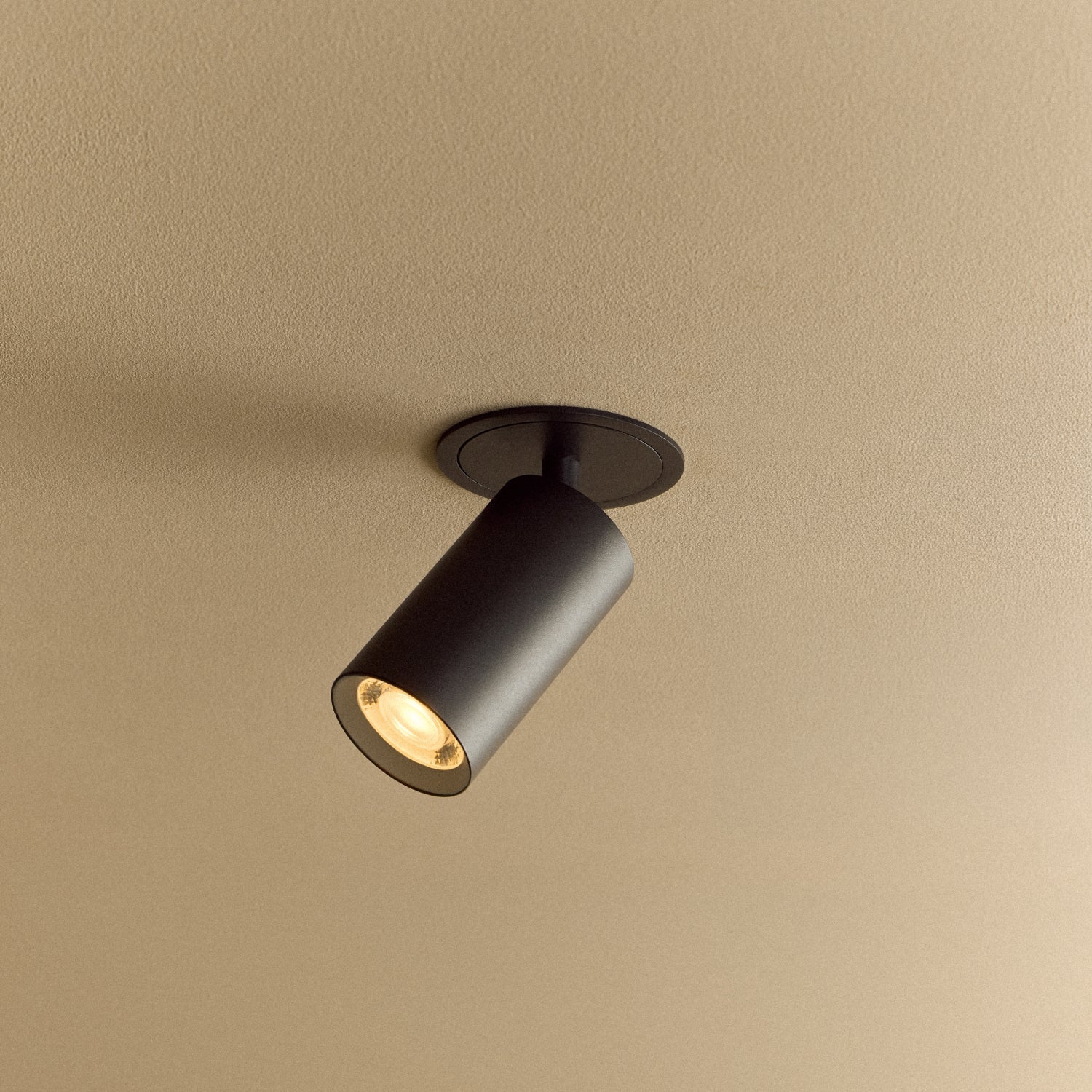 Core Recessed Spotlight in Black, illuminated
