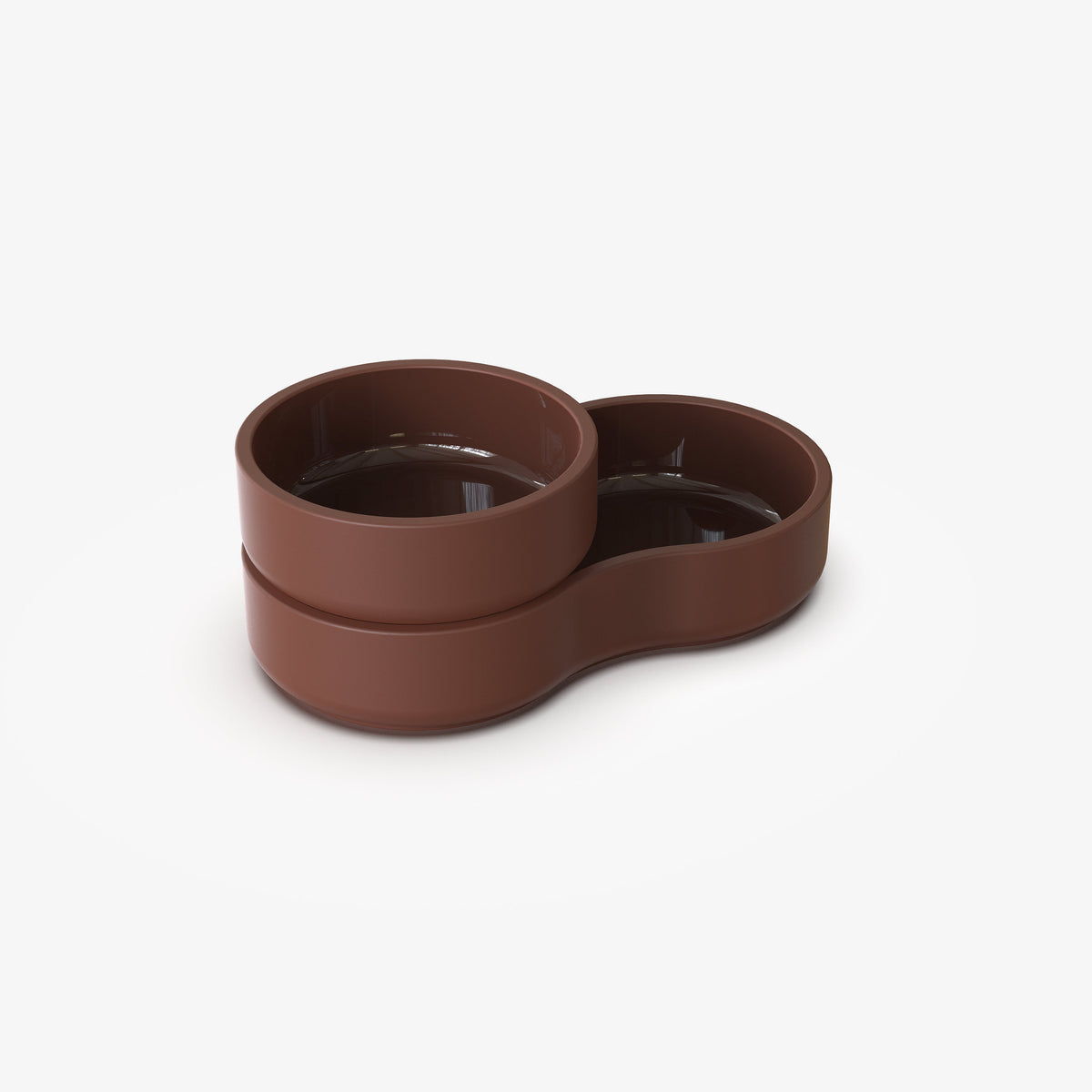 Case Dip Bowl in Brown, Small nested in Large, solid-colored porcelain