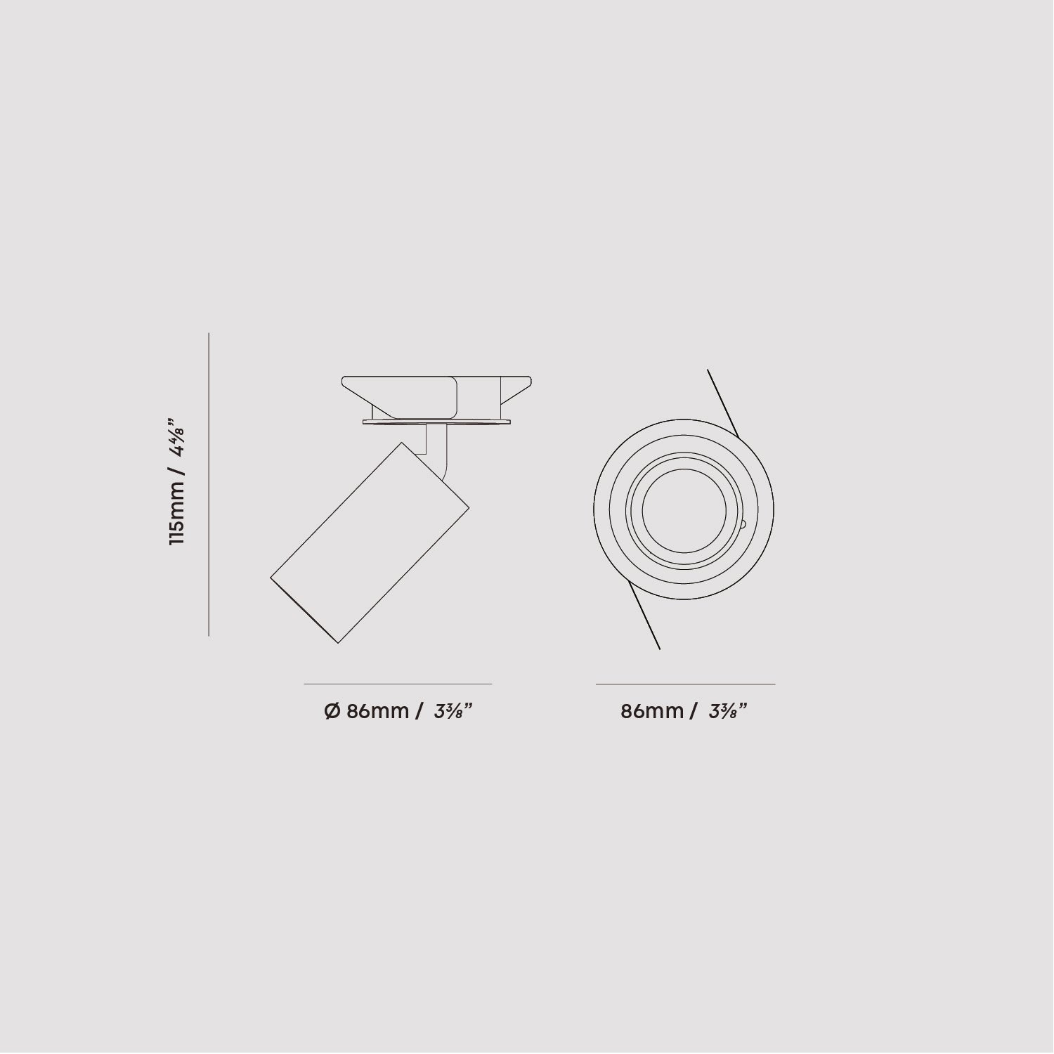 Core Recessed Spotlight dimension diagram