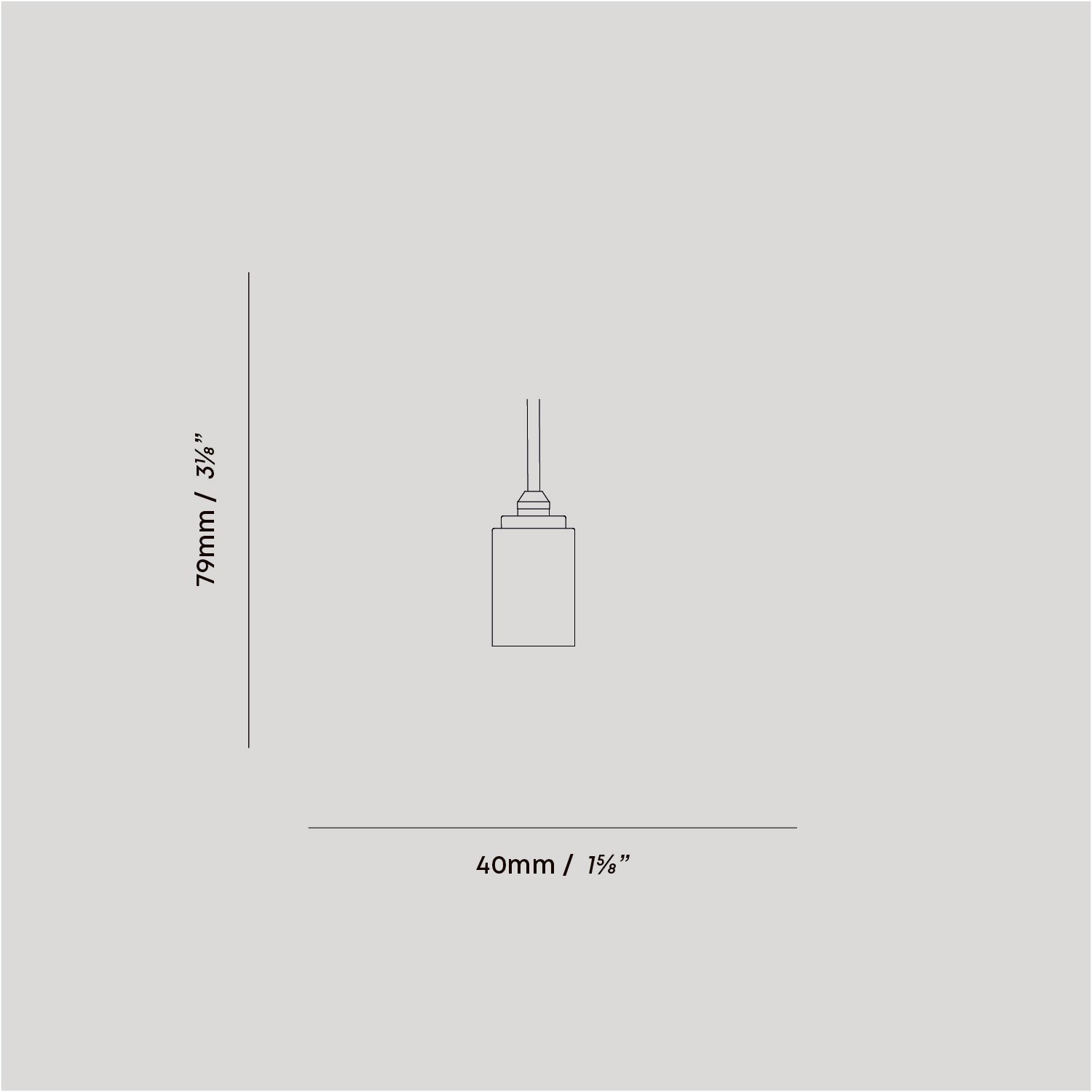 Dimension drawing of the Brass Pendant canopy and cable