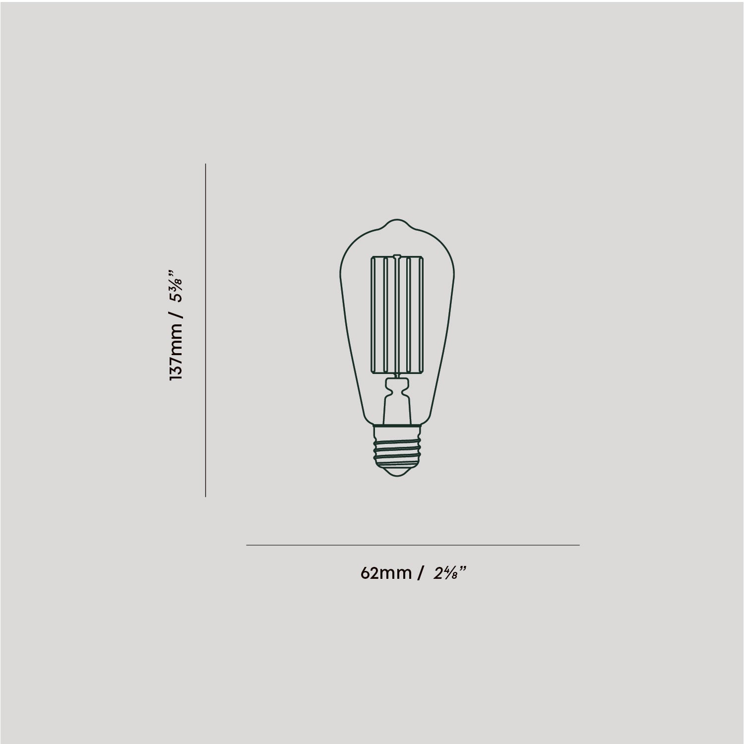Tala Squirrel Cage Plug-In Pendant — dimension drawing, Squirrel Cage bulb