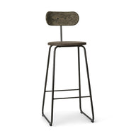 Mater Earth Stool with Backrest in solid wood, designed by Space Copenhagen