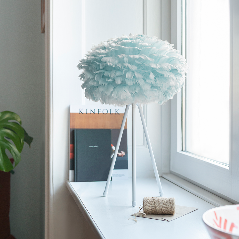 UMAGE Eos Tripod Table Lamp, Light Blue Lampshade