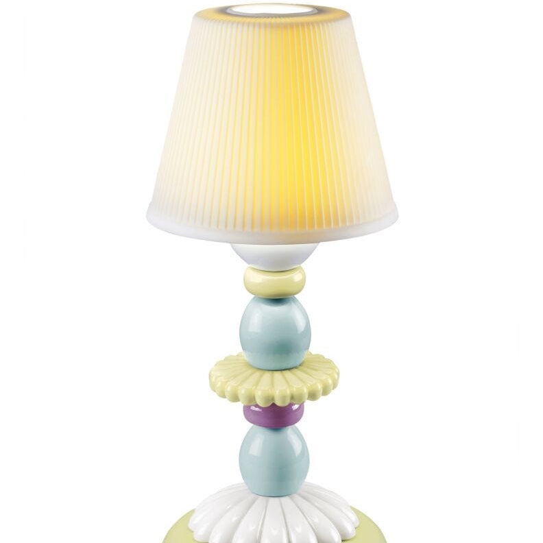 Lladró Lotus Firefly Table Lamp in multicolor handcrafted porcelain, from the Firefly collection, handcrafted in Valencia.