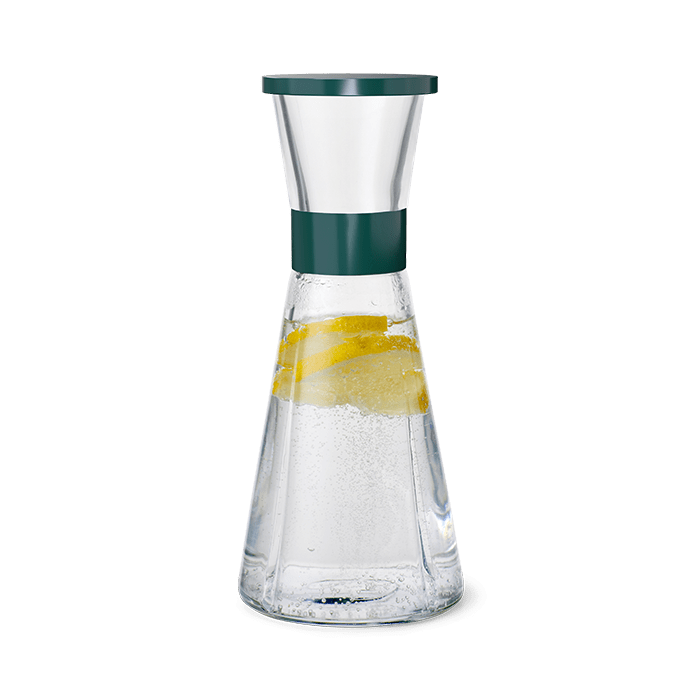 Rosendahl Grand Cru Carafes in forest green mouth-blown glass, designed by Erik Bagger, Danish design heritage.