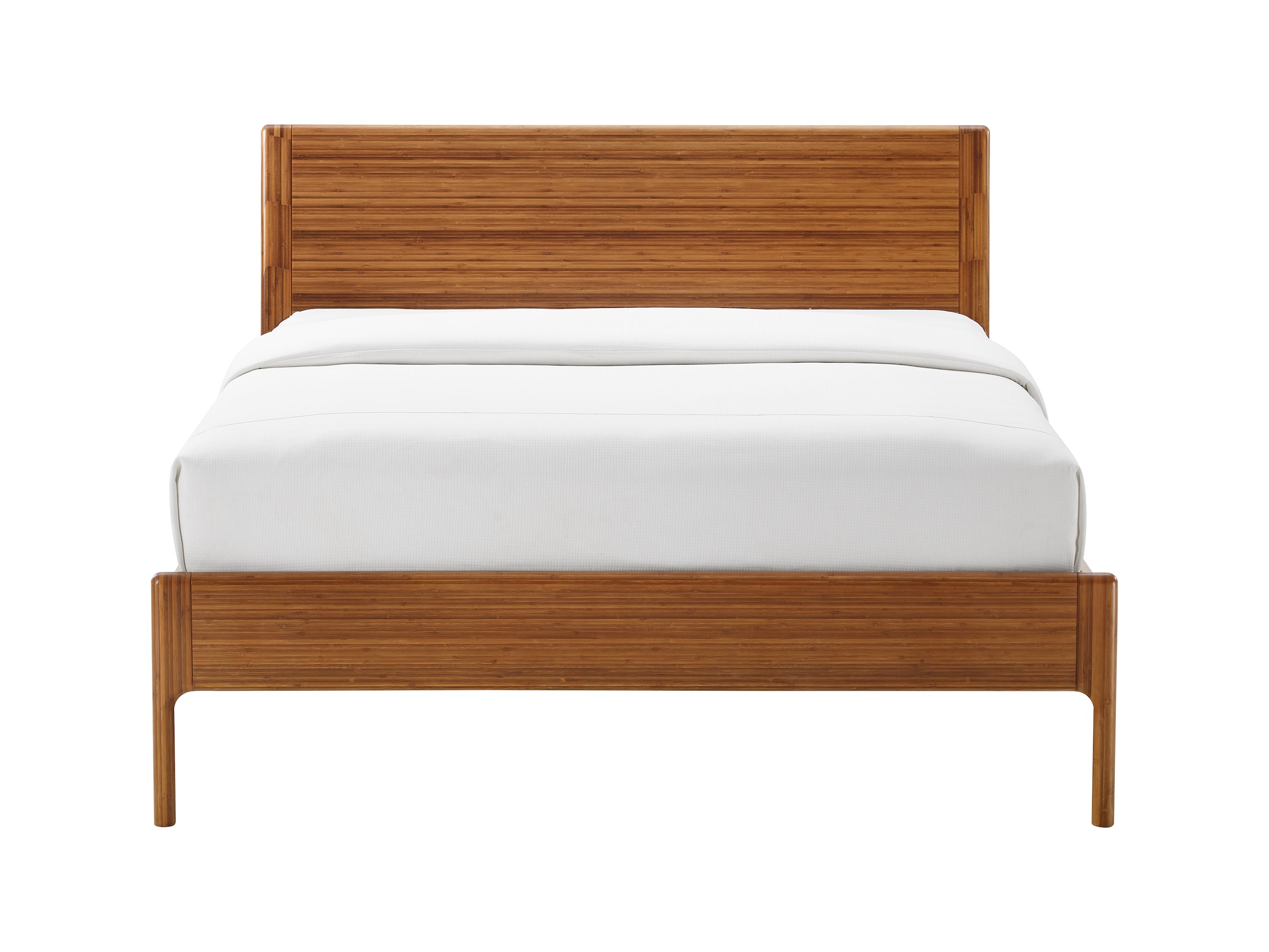 Ventura Queen bed frame in amber bamboo by Greenington, sustainable furniture Comosum