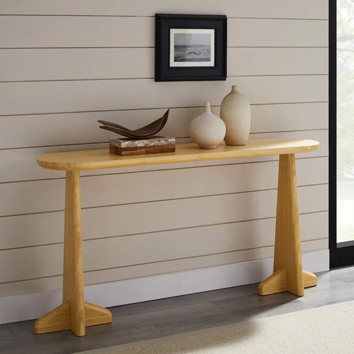 Greenington Zephyr Console Table in White, moso bamboo