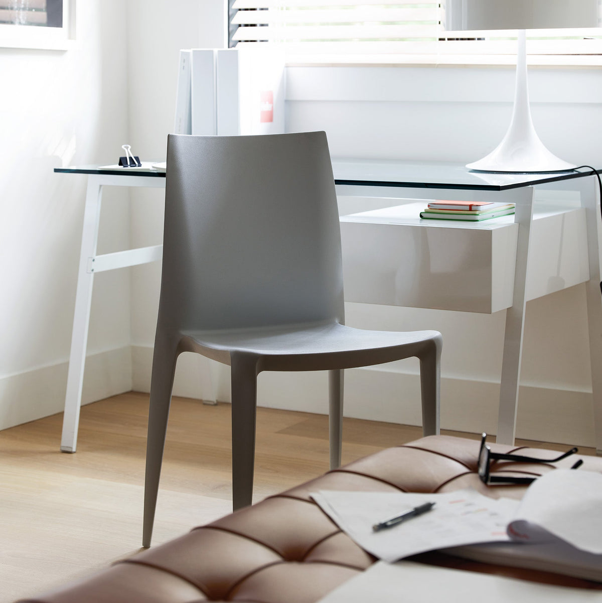 Heller Bellini Chair in Dark Grey, recyclable polyethylene, designed by Mario Bellini, Compasso d'Oro winner