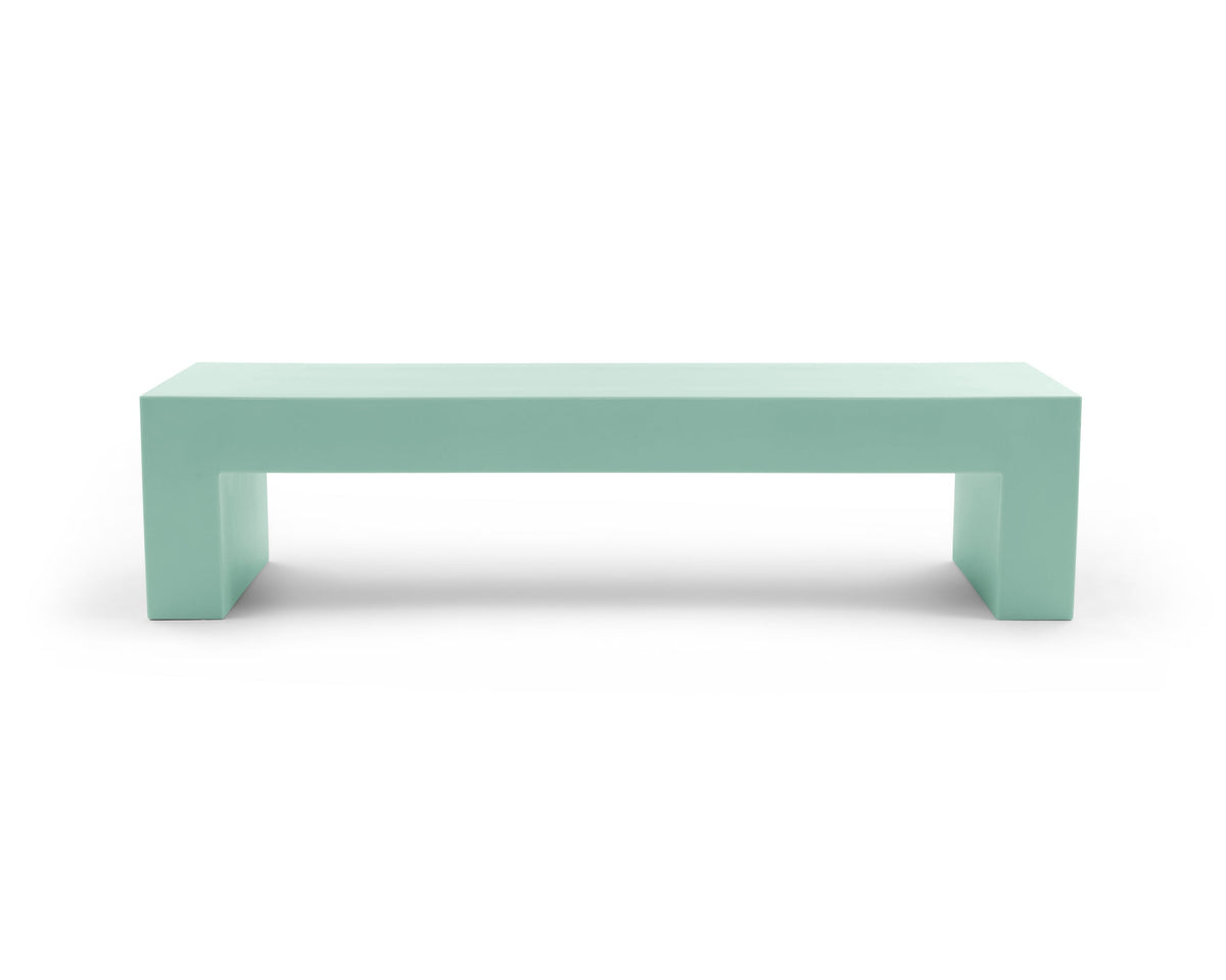 Heller Vignelli Bench, Large 72 in., in Celadon, recyclable polyethylene, designed by Massimo Vignelli