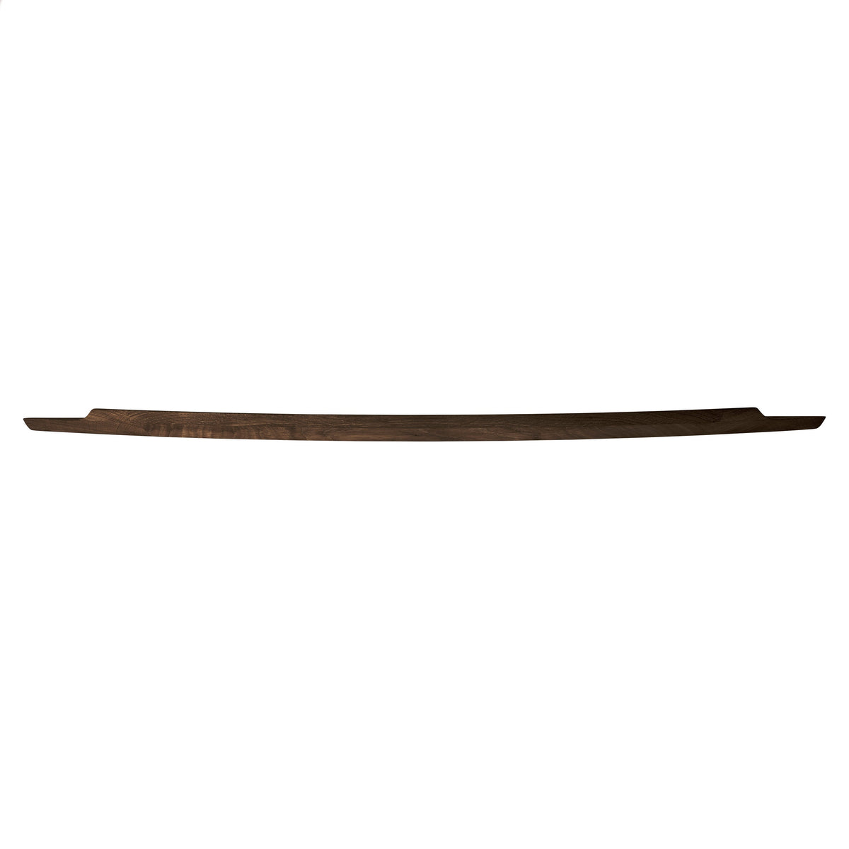Front view of the Aakjaer Arcus Shelf Large in smoked oak, showing its slim 2 in profile