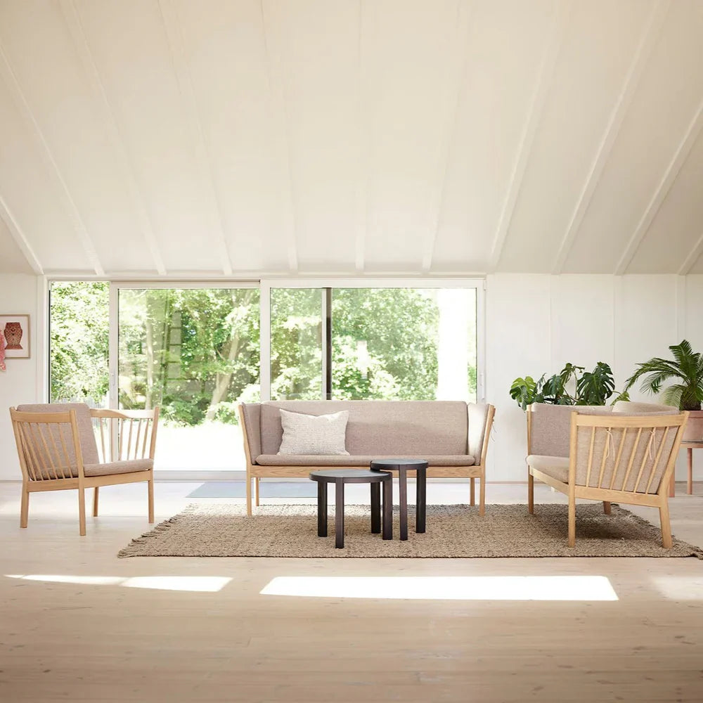 FDB Møbler Armchair in solid oak (light grey), designed by Ole Jørgensen