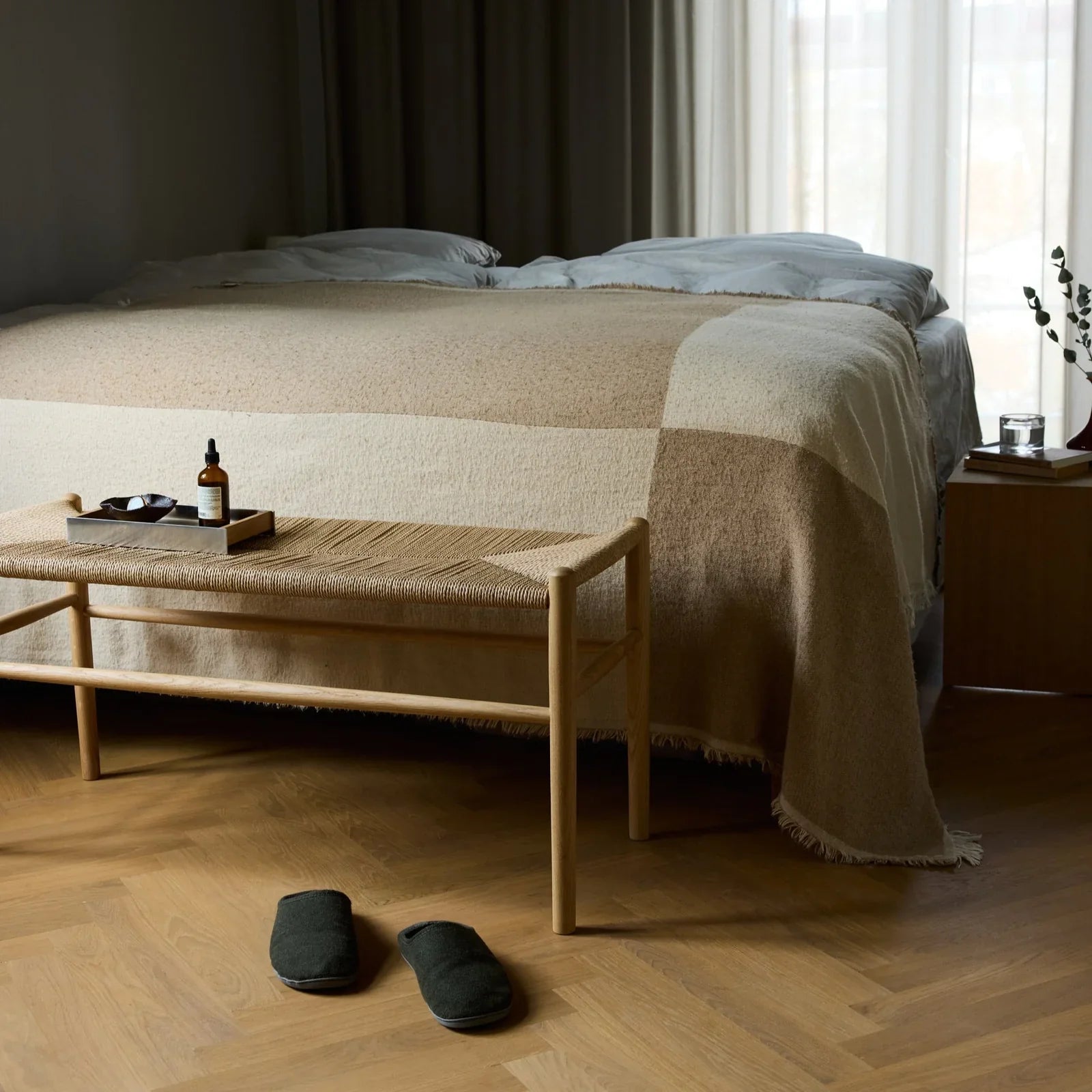 FDB Møbler Piano benchled in natural solid oak, designed by Jørgen Bækmark