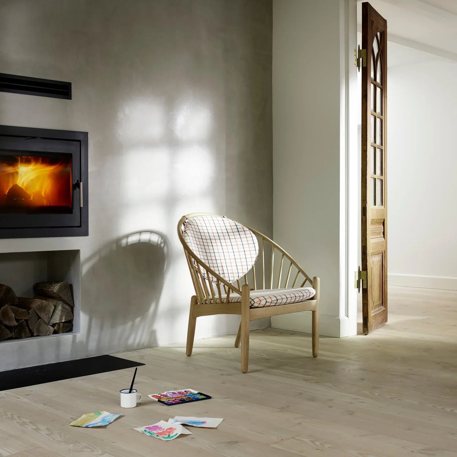 FDB Møbler Jørna Chair in solid oak (red), designed by Poul M. Volther