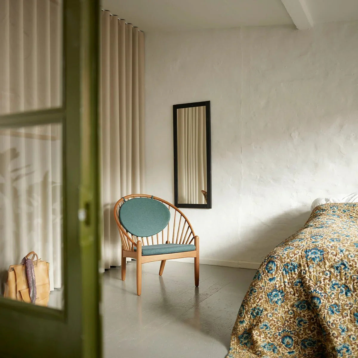 FDB Møbler Jørna Chair in smoked solid oak (green), designed by Poul M. Volther