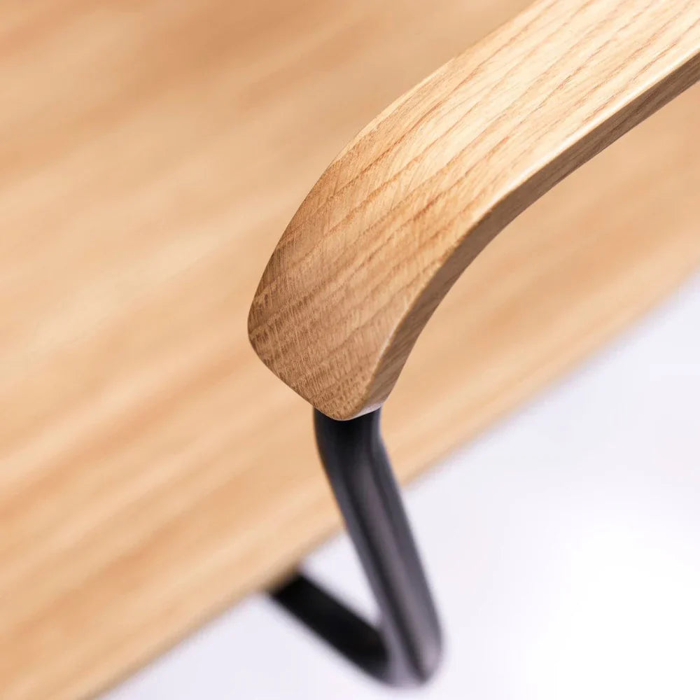 FDB Møbler Holmen Stackable chair w armrests in solid oak, designed by Jakob Thau