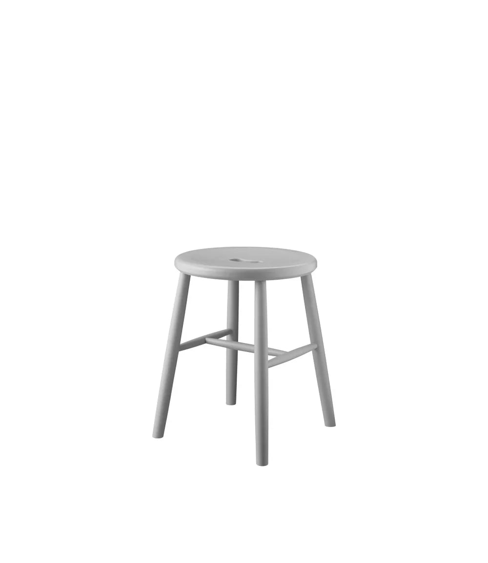 FDB Møbler Stool in solid beech (pebble grey), designed by Børge Mogensen