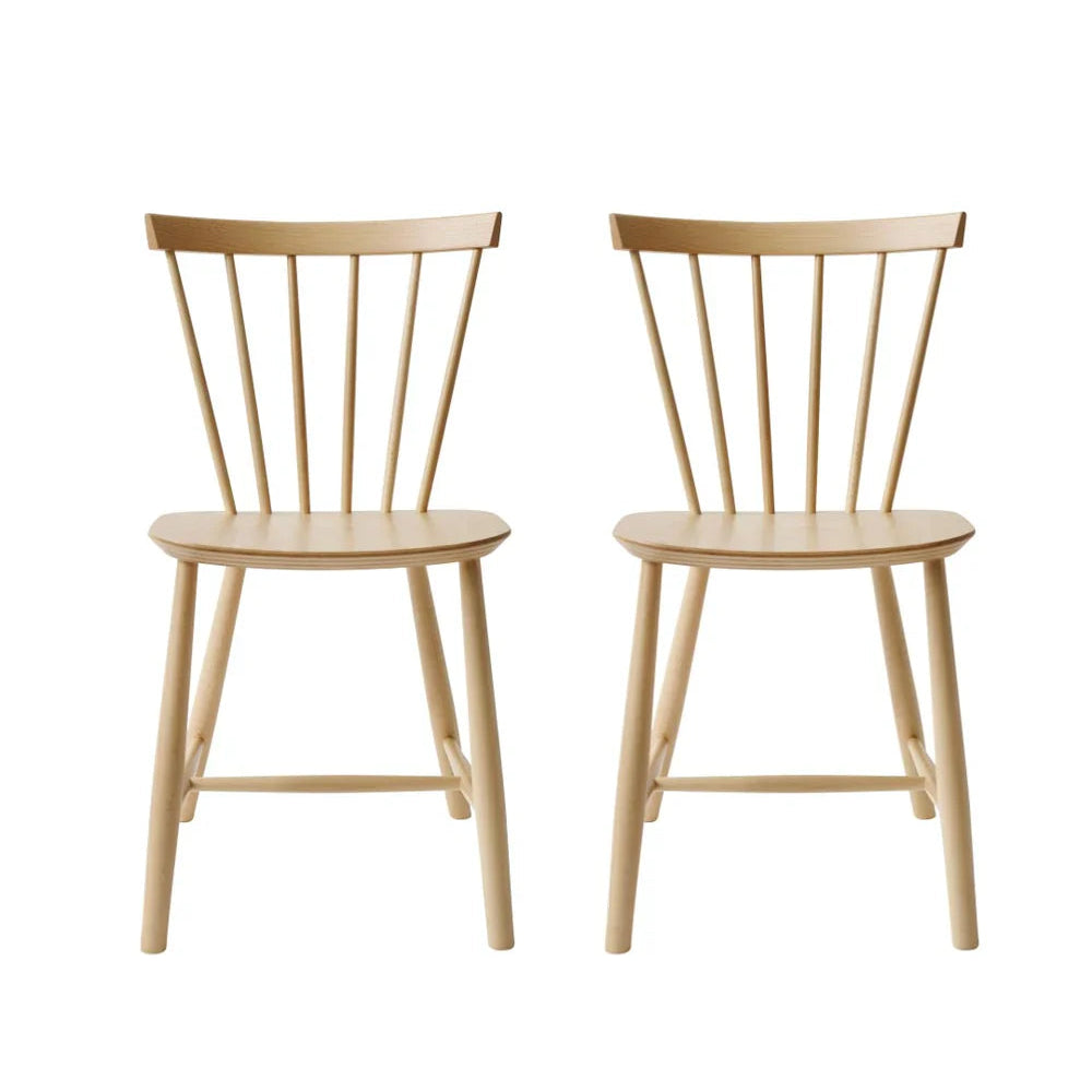 FDB Møbler Chair Set of 2 in solid beech, designed in 1955 by Poul M. Volther, a Danish mid-century cooperative design