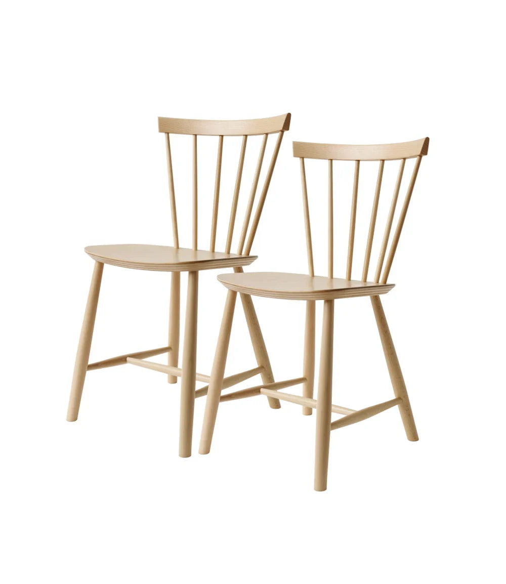 FDB Møbler Chair Set of 2 in solid beech, designed in 1955 by Poul M. Volther, a Danish mid-century cooperative design