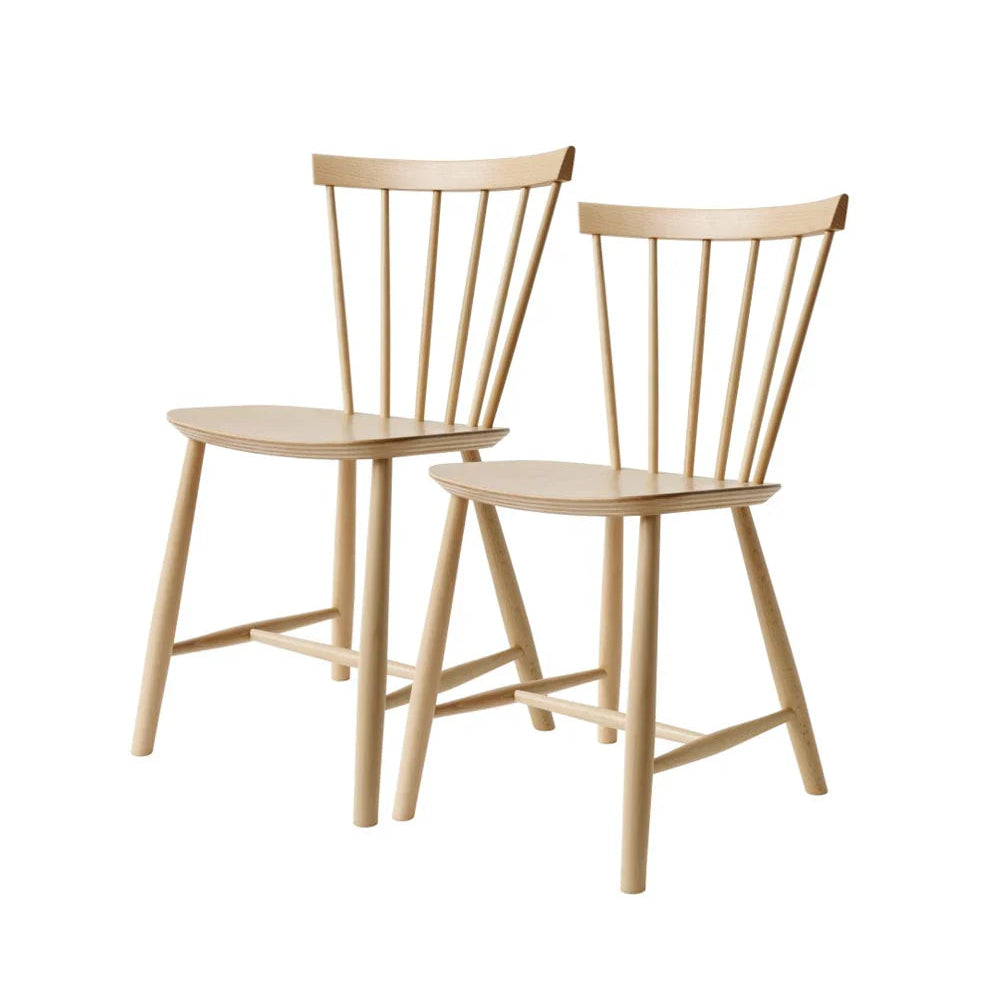 FDB Møbler Chair Set of 2 in solid beech, designed in 1955 by Poul M. Volther, a Danish mid-century cooperative design
