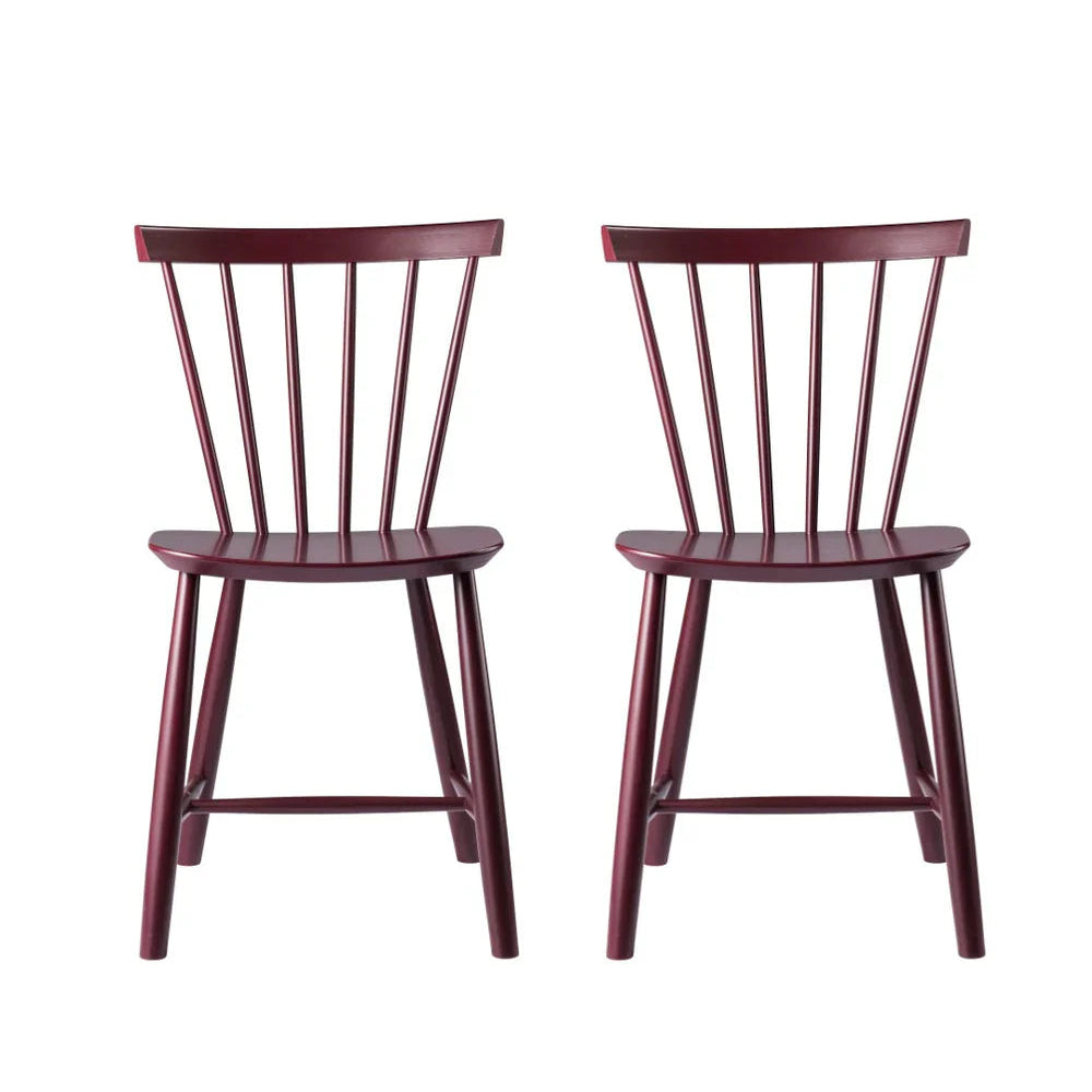 FDB Møbler Chair Set of 2 in solid beech (black red), designed in 1955 by Poul M. Volther