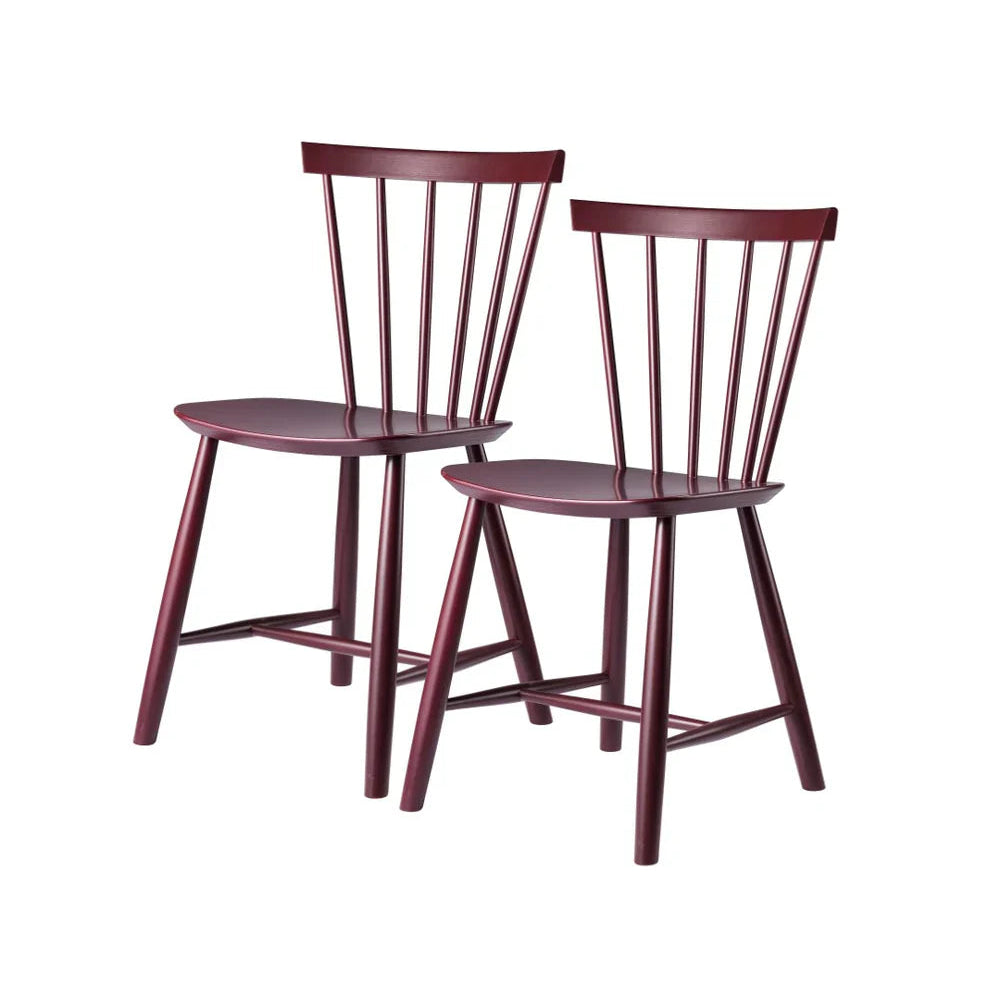 FDB Møbler Chair Set of 2 in solid beech (black red), designed in 1955 by Poul M. Volther