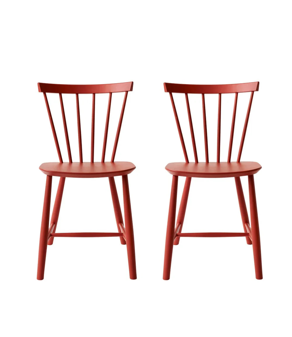 FDB Møbler Chair Set of 2 in solid beech (coral red), designed in 1955 by Poul M. Volther
