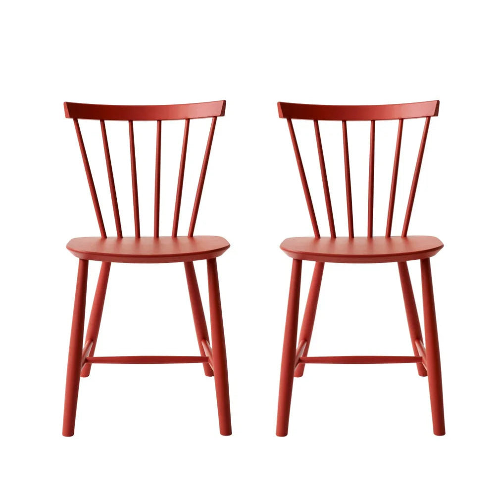 FDB Møbler Chair Set of 2 in solid beech (coral red), designed in 1955 by Poul M. Volther