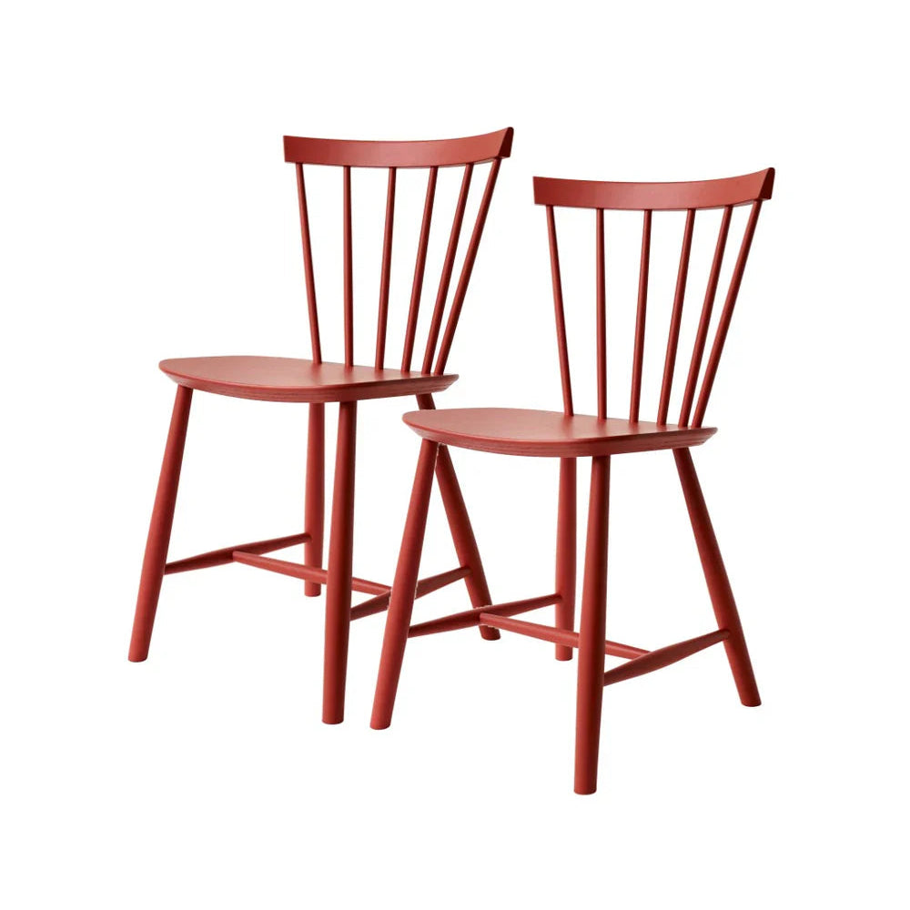 FDB Møbler Chair Set of 2 in solid beech (coral red), designed in 1955 by Poul M. Volther