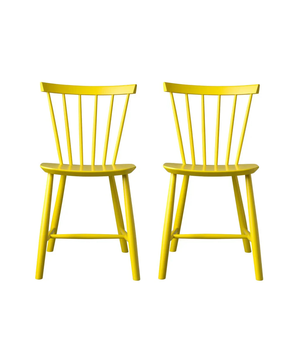 FDB Møbler Chair Set of 2 in solid beech (yellow), designed in 1955 by Poul M. Volther