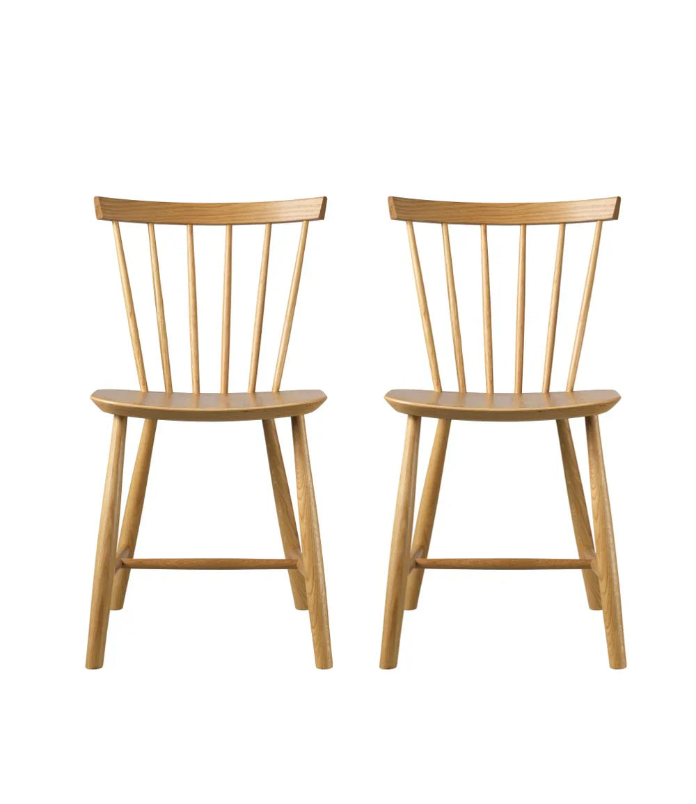 FDB Møbler Chair Set of 2 in solid oak, designed in 1955 by Poul M. Volther, a Danish mid-century cooperative design