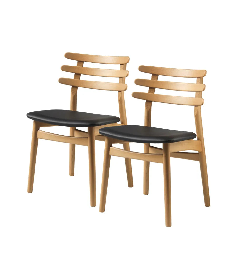 FDB Møbler Chair Set of 2 in black-stained solid oak, designed by Poul M. Volther