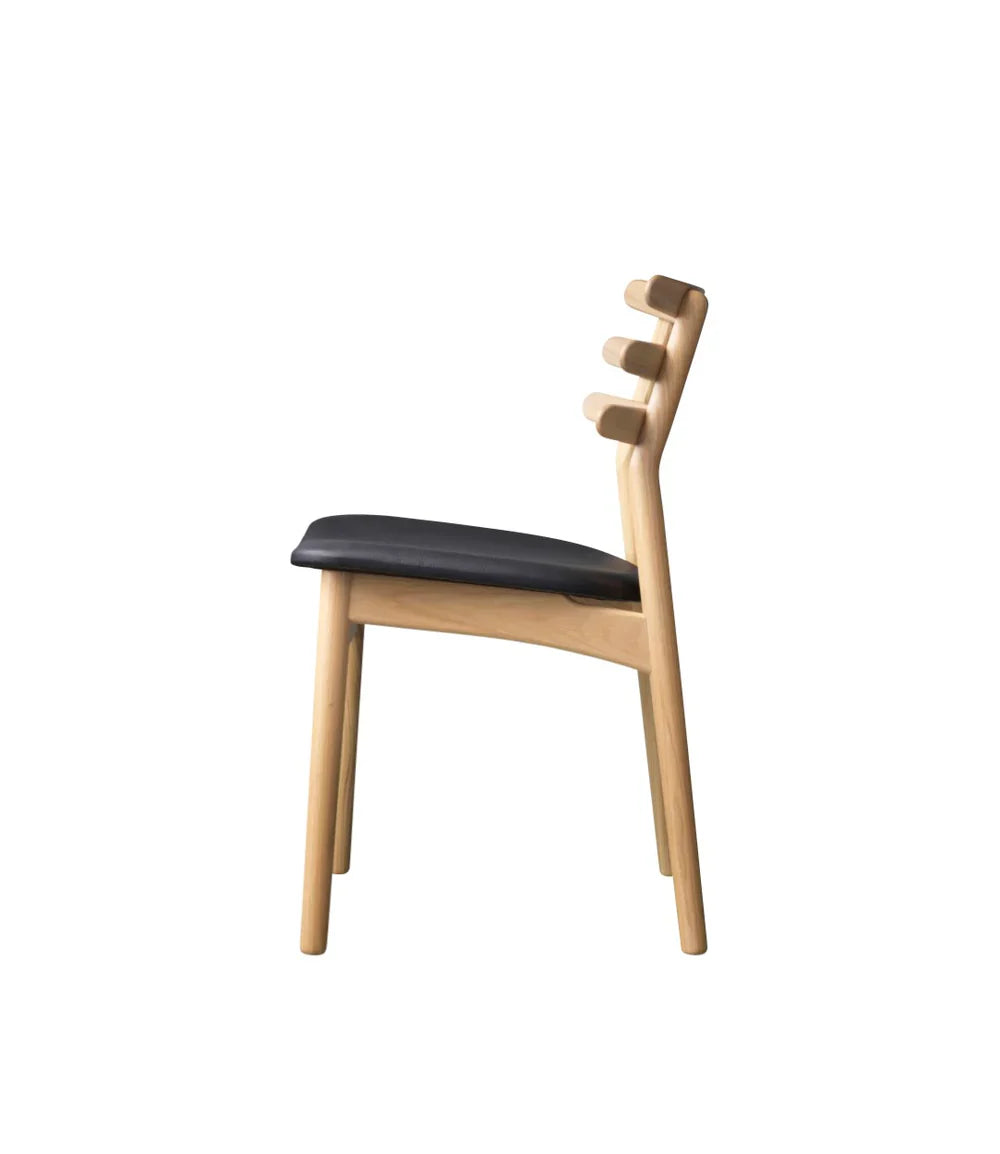 FDB Møbler - Chair in black-stained solid oak (black leather black), designed by Poul M. Volther