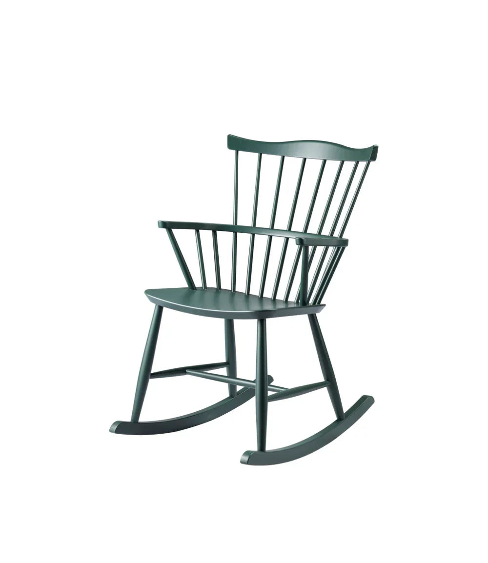 FDB Møbler Rocking chair in solid beech (black green), designed by Børge Mogensen