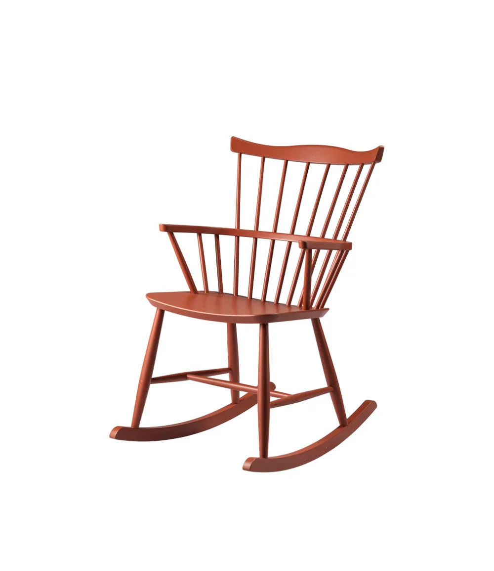 FDB Møbler Rocking chair in solid beech (brick red), designed by Børge Mogensen