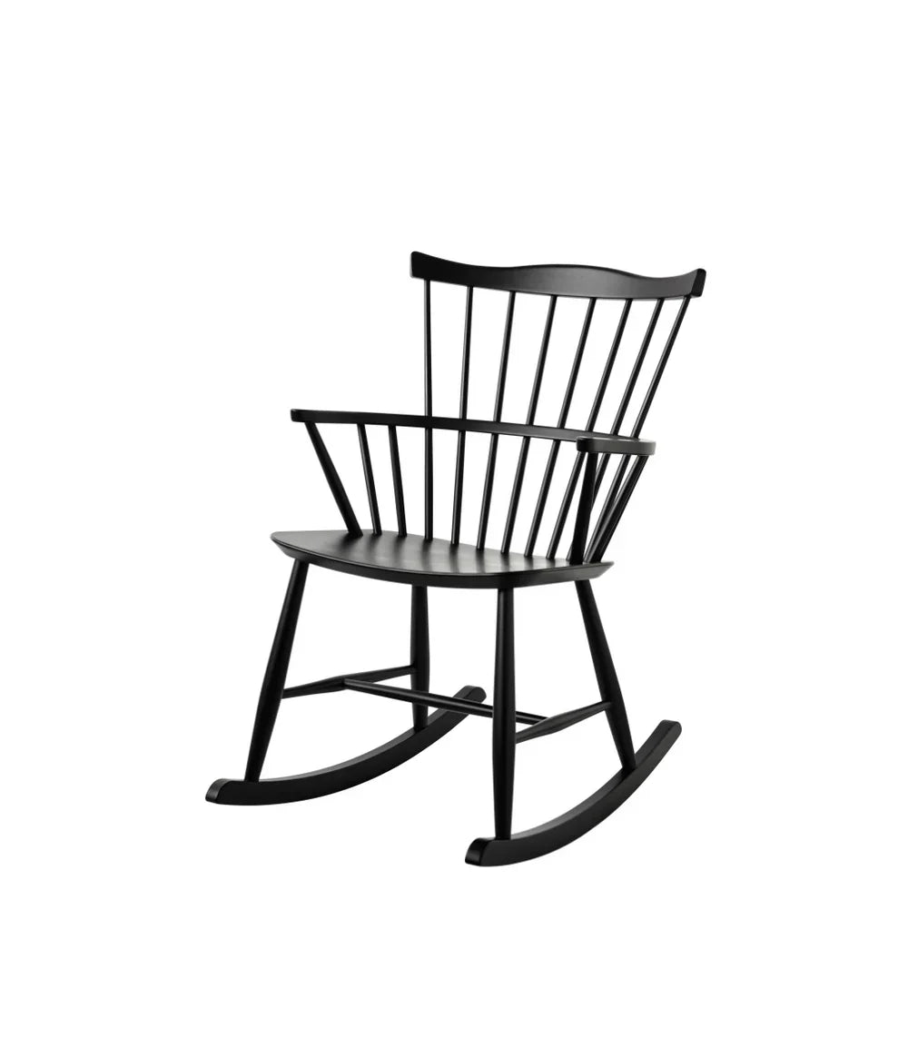 FDB Møbler Rocking chair in jet black solid beech, designed by Børge Mogensen