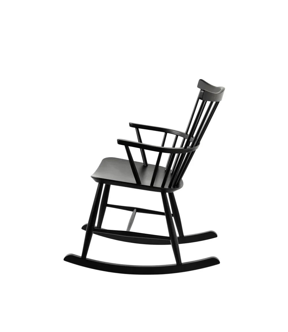 FDB Møbler Rocking chair in jet black solid beech, designed by Børge Mogensen