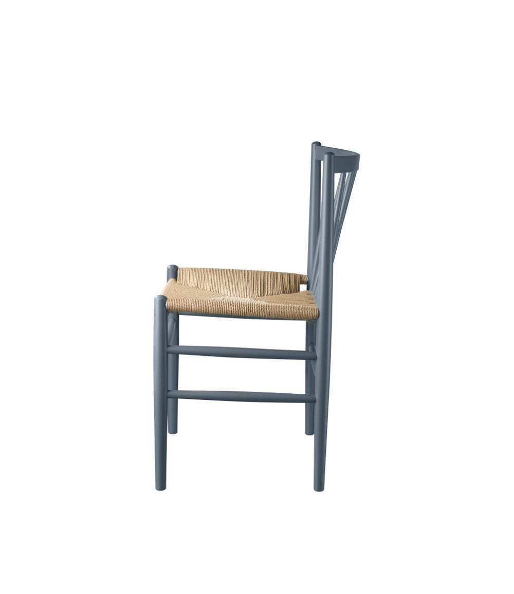 FDB Møbler Chair in solid beech (blue grey), designed by Jørgen Bækmark