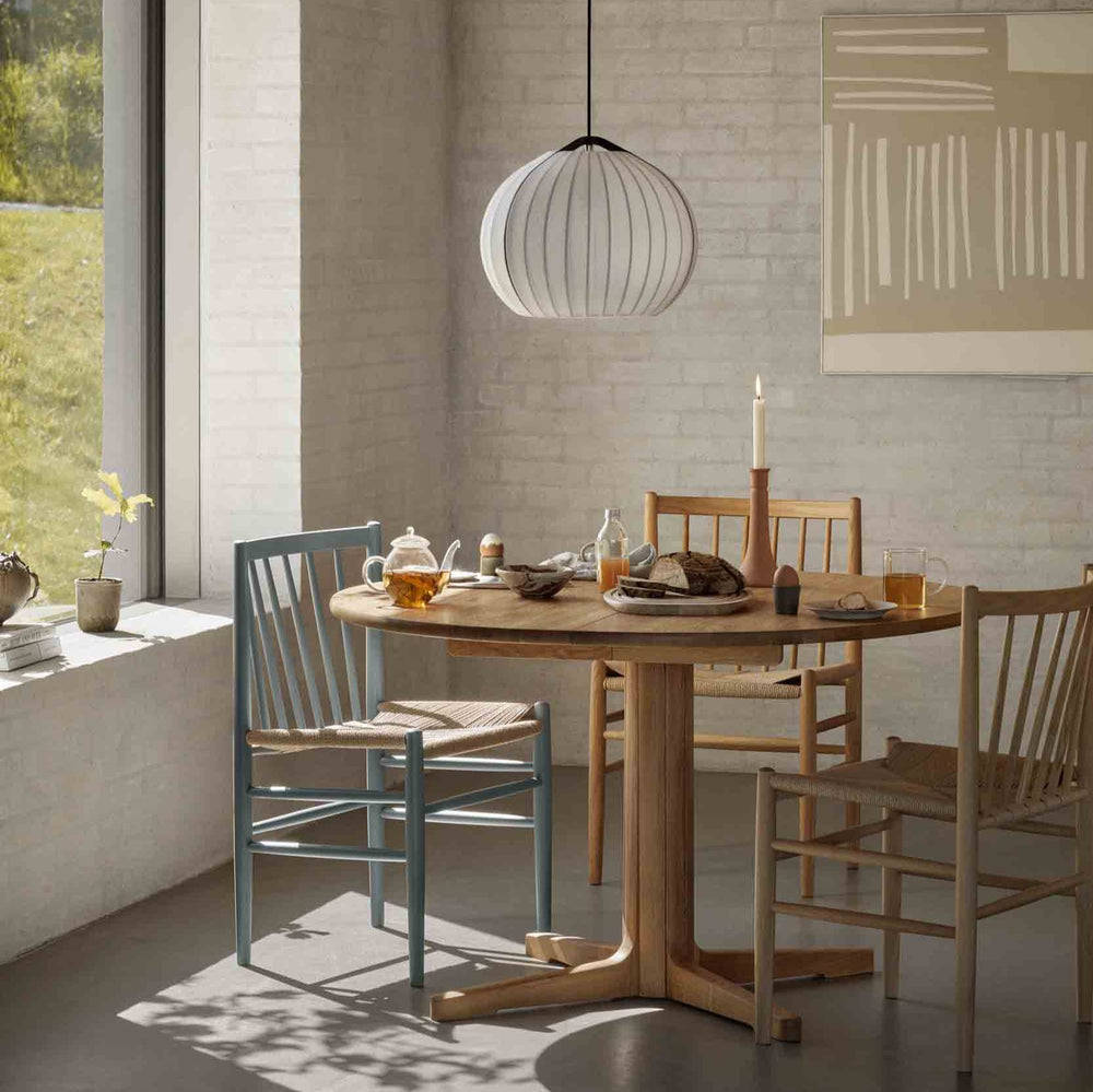FDB Møbler Chair in solid beech (blue grey), designed by Jørgen Bækmark