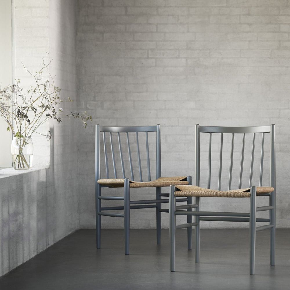 FDB Møbler Chair in solid beech (blue grey), designed by Jørgen Bækmark