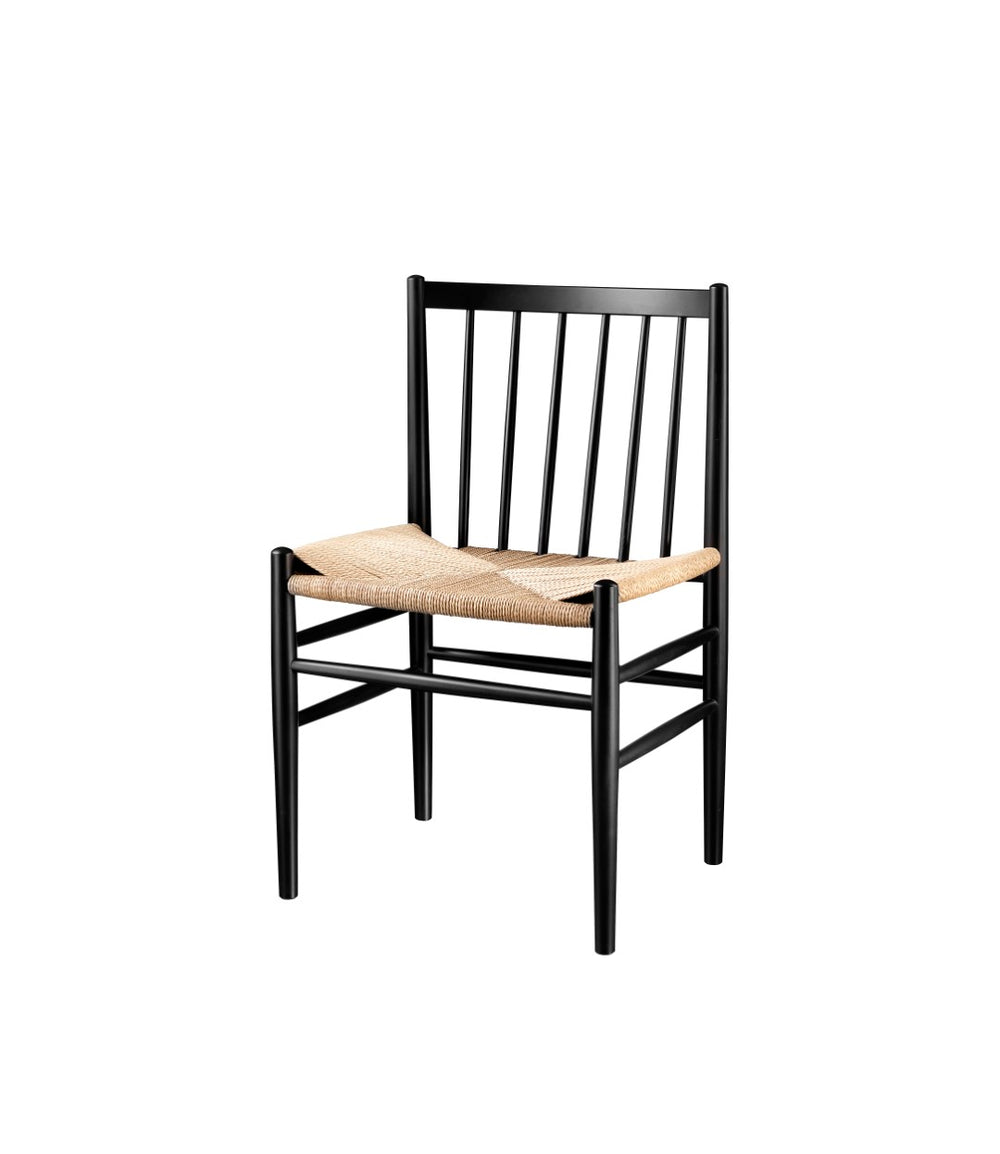 FDB Møbler Chair in jet black solid beech, designed by Jørgen Bækmark