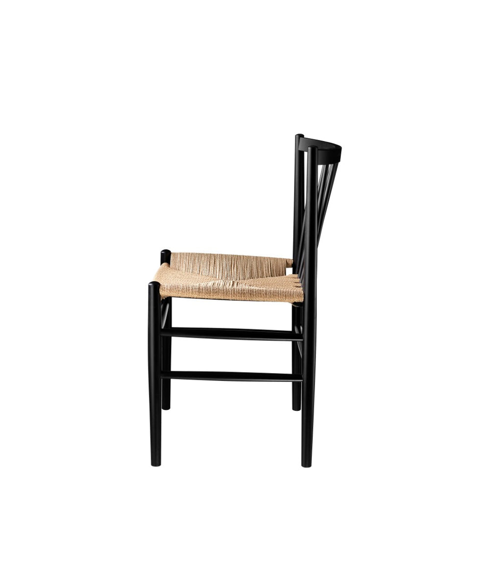 FDB Møbler Chair in jet black solid beech, designed by Jørgen Bækmark