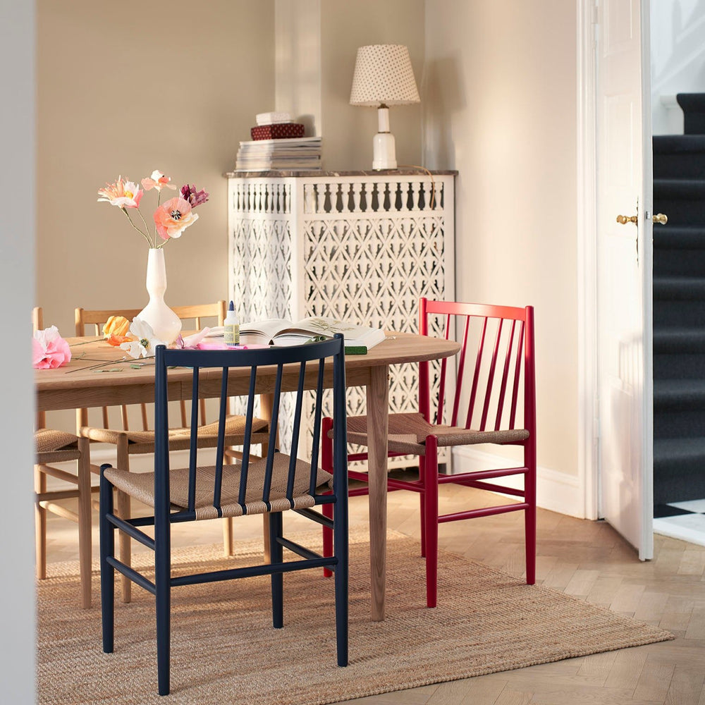 FDB Møbler Chair in solid beech (steel blue), designed by Jørgen Bækmark
