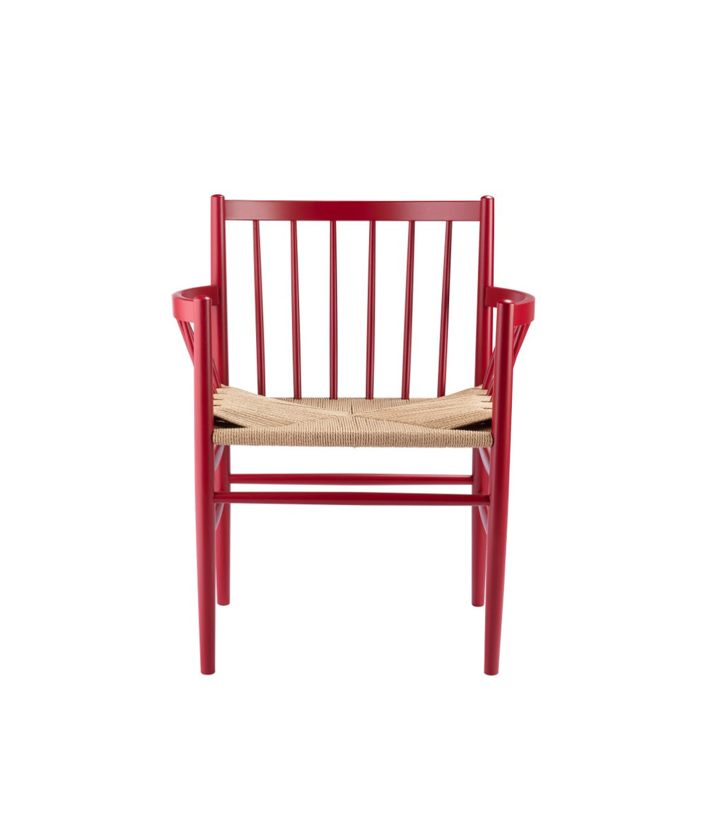 FDB Møbler Chair in solid beech (ruby red), designed by Jørgen Bækmark