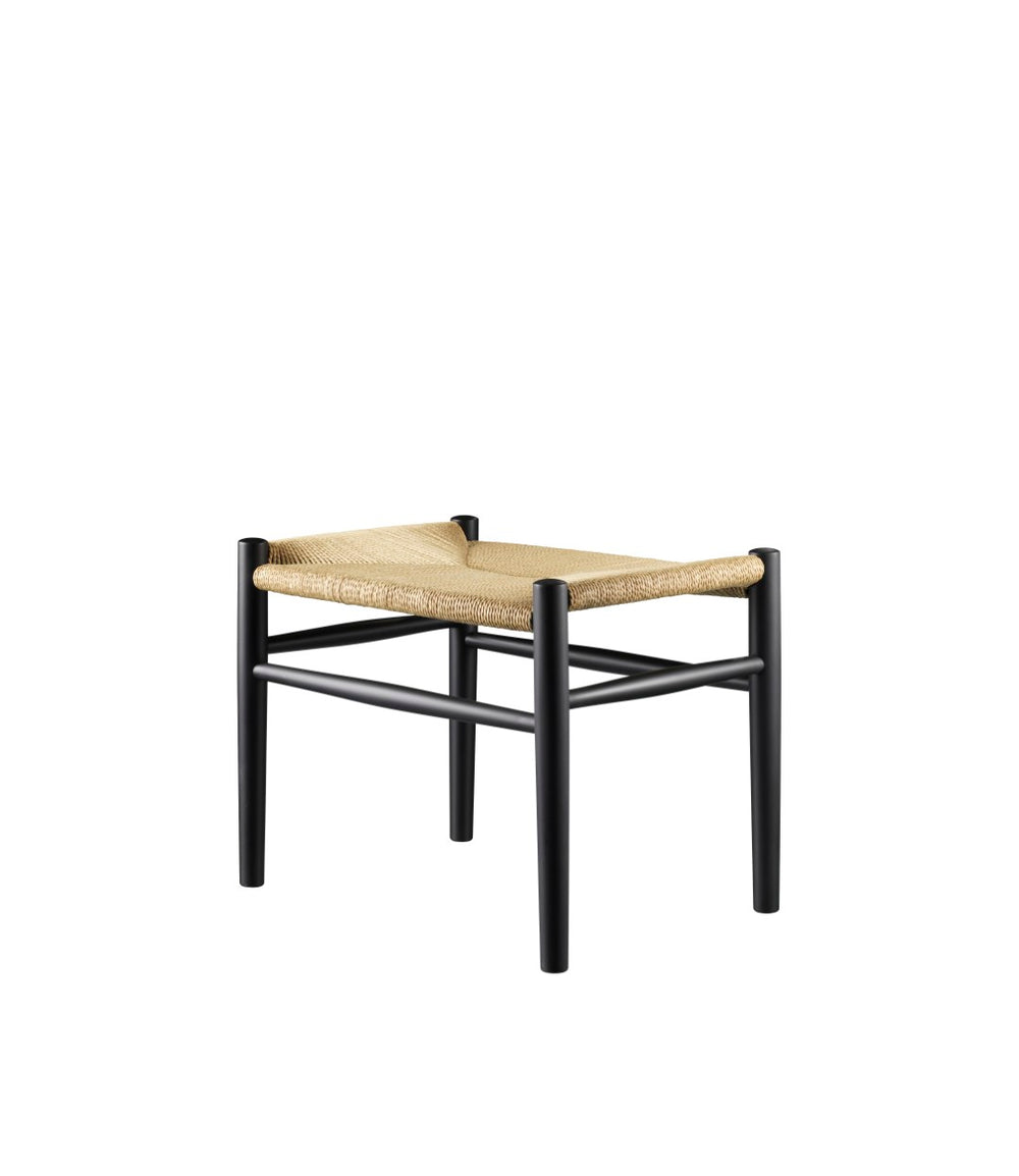 FDB Møbler Stool in jet black solid beech, designed by Jørgen Bækmark