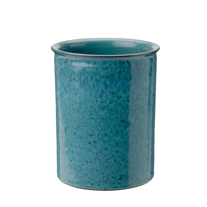 Knabstrup Utensil Holder in dusty blue, glazed terracotta